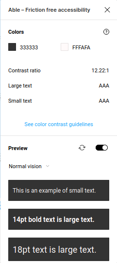 Execução do plugin de contraste no Figma